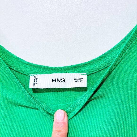 MANGO Bright green viscose camisole | Small stretchy summer basic top | Small * - Picture 5 of 6